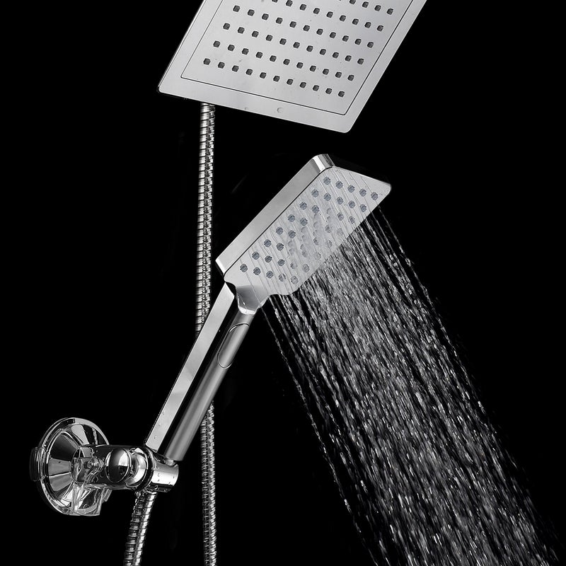 Dream Spa Hotel Spa Ultra-Luxury 9" Square Rainfall Shower Head / Handheld Combo. Convenient Push-Button Flow Control for easy one-hand operation. Switch flow settings with same hand! Premium Chrome. - Image 3